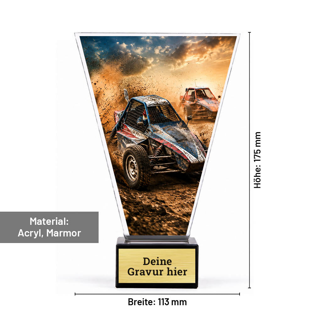 Maße des Signature Glaspokals für Autocross: 175 × 113 mm