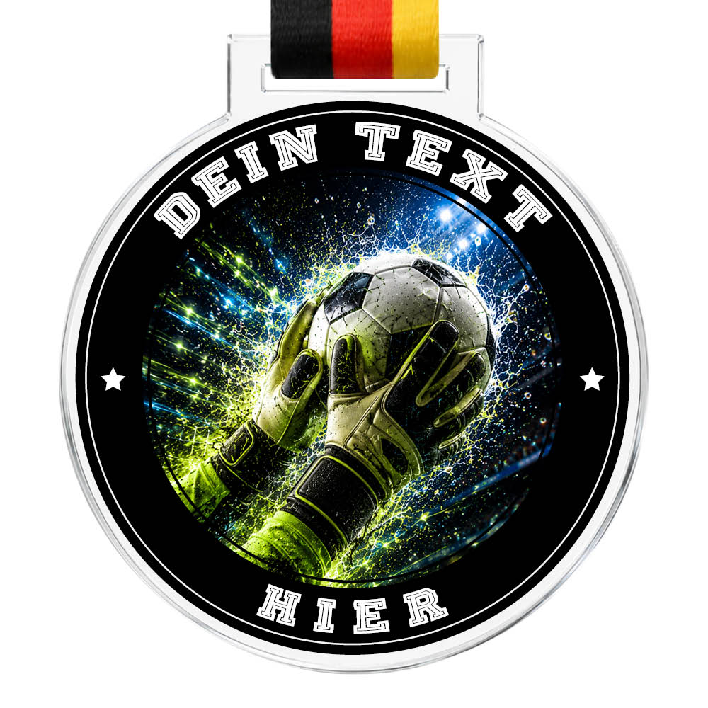 Signature-Medaille: Torwarthandschuh und Fußball