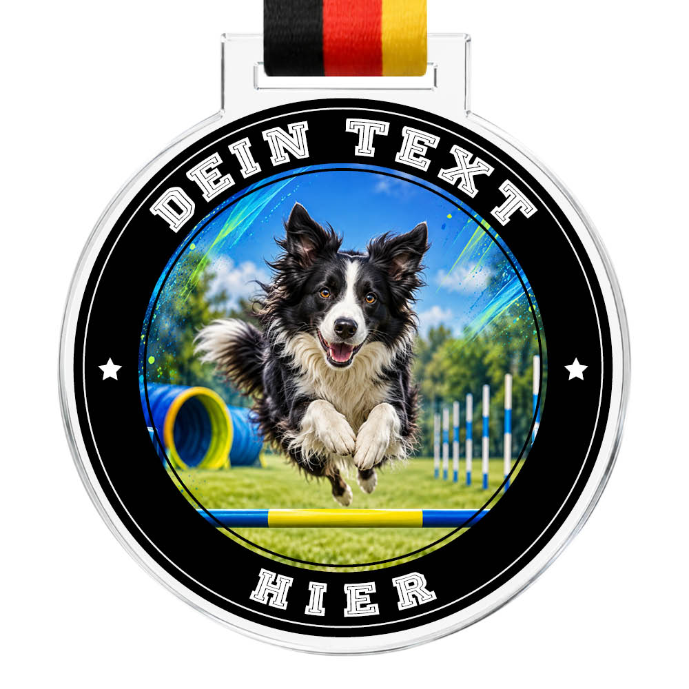 Signature Medaille Agility mit Border Collie – Produktansicht
