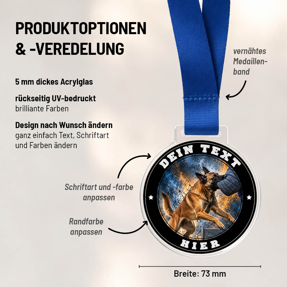 Maßübersicht und Gestaltungsoptionen der Signature Medaille Mondioring