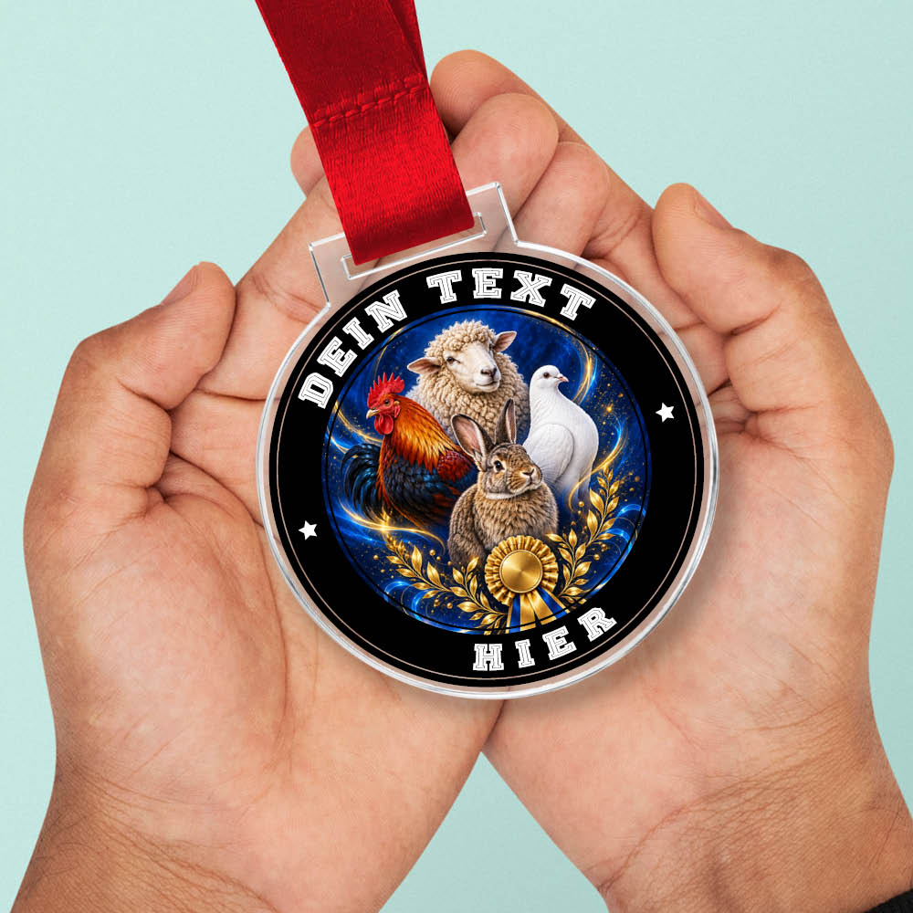 Signature Medaille Tierzucht & Tierschauen in Händen als Größenvergleich