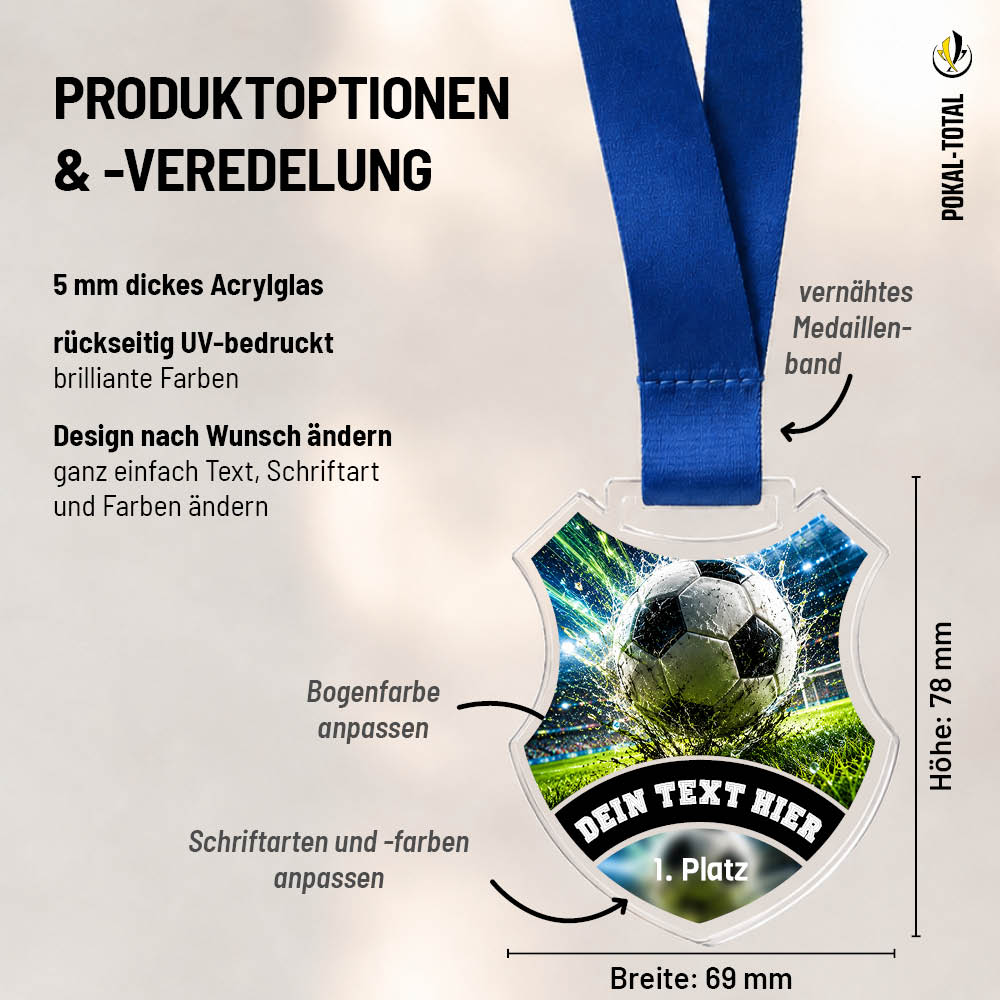 Wappen Medaille Fußballspieler: Maßübersicht und Gestaltungsoptionen
