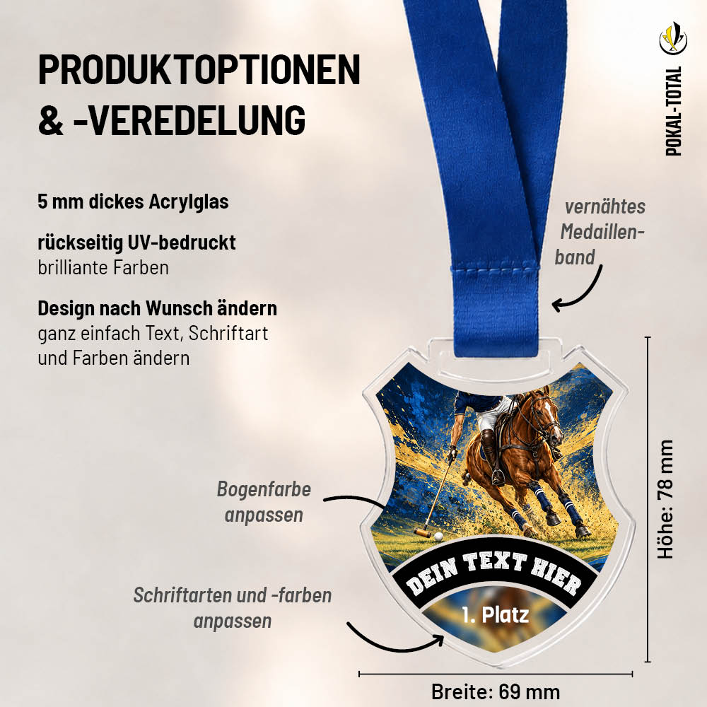 Maßübersicht der Wappen Medaille Polo