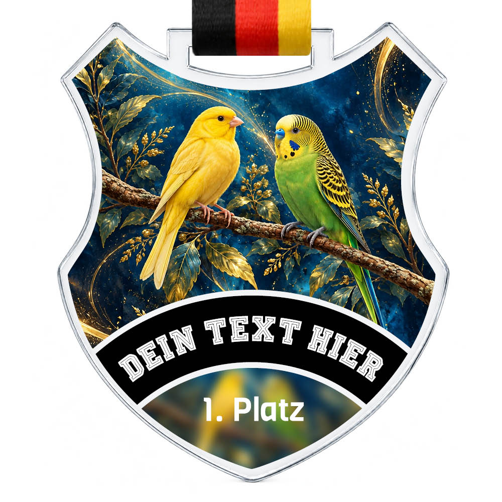 Wappen Medaille Kanarienvogel und Wellensittich – Produktansicht