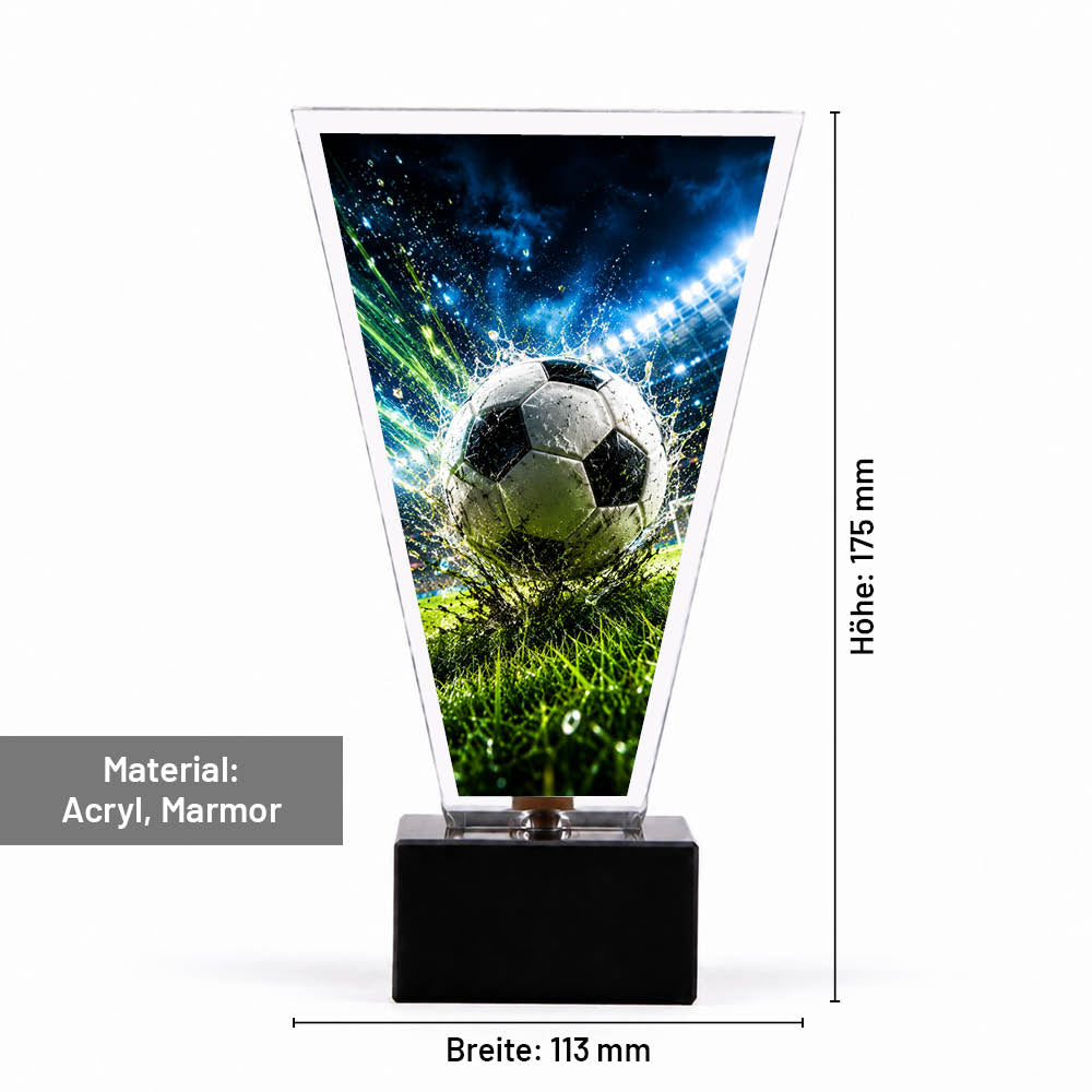 Signature Glaspokal Fußball Männlich – Maße 175 × 113 mm