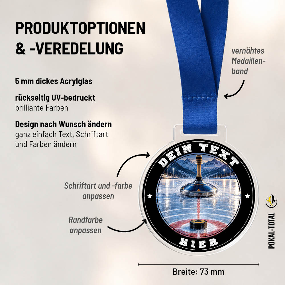 Maßübersicht der Signature Medaille Eisstockschießen