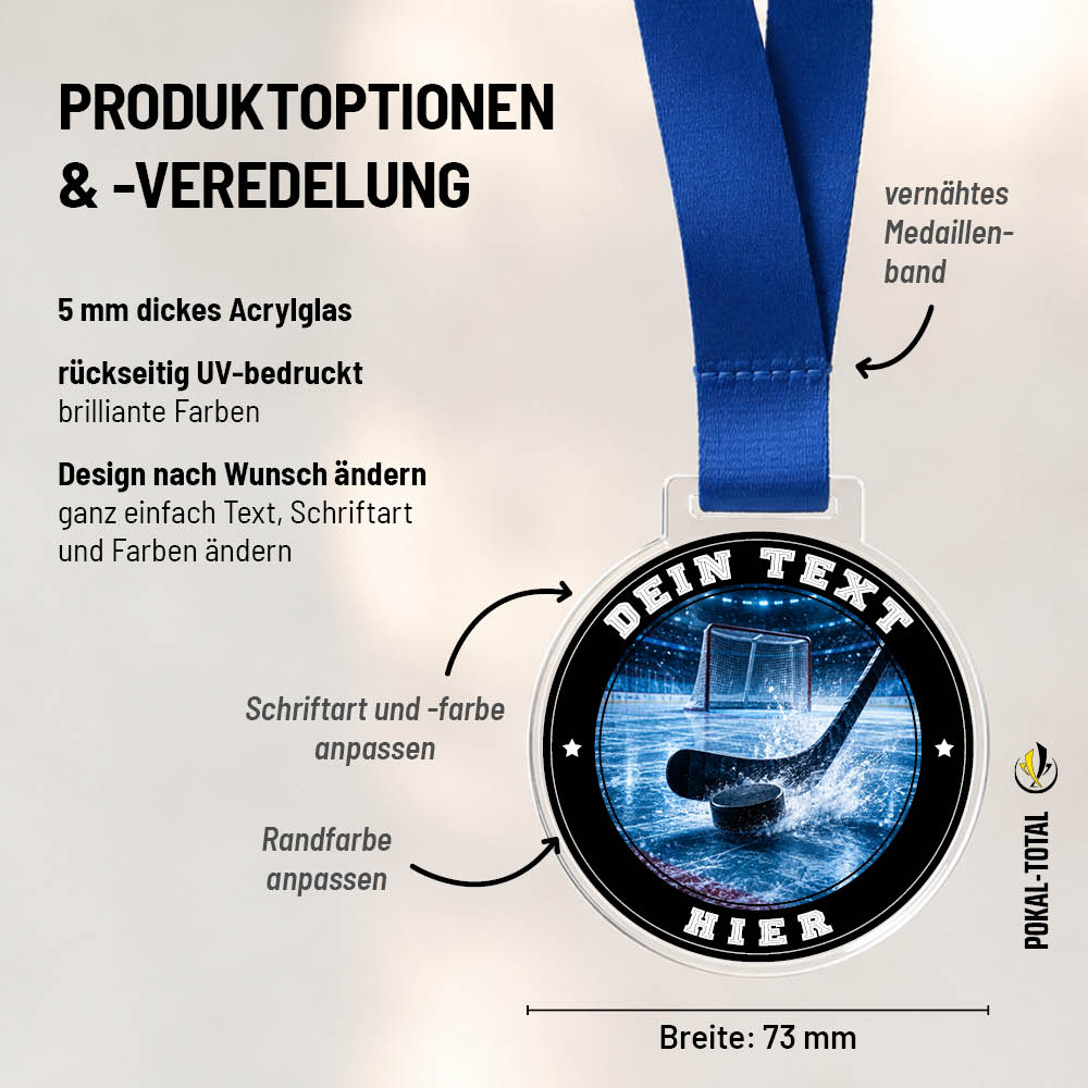 Maßübersicht der Signature Medaille Eishockey