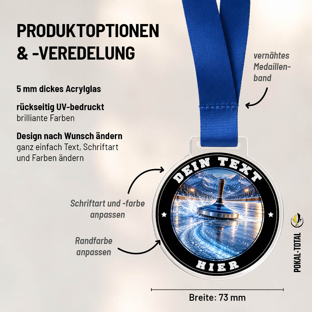 Maßübersicht der Signature Medaille Eisstock