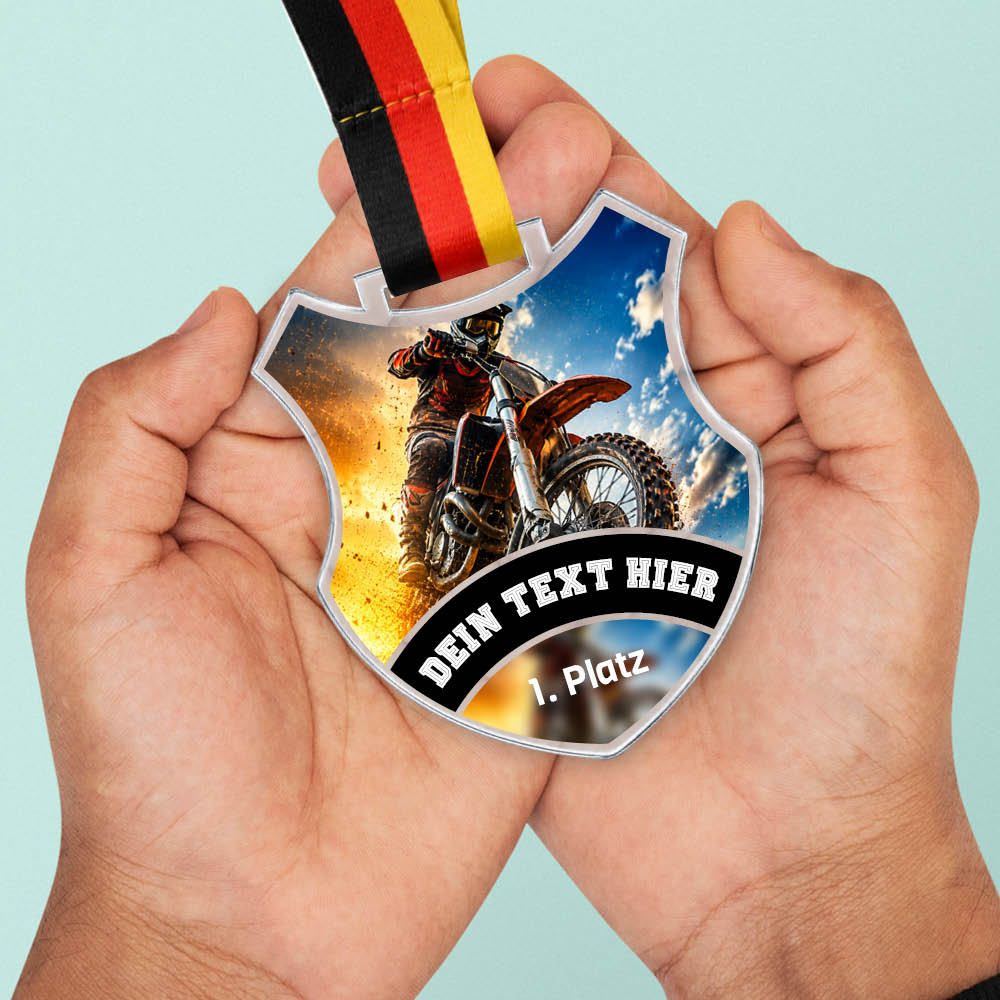 Wappen Medaille Motocross