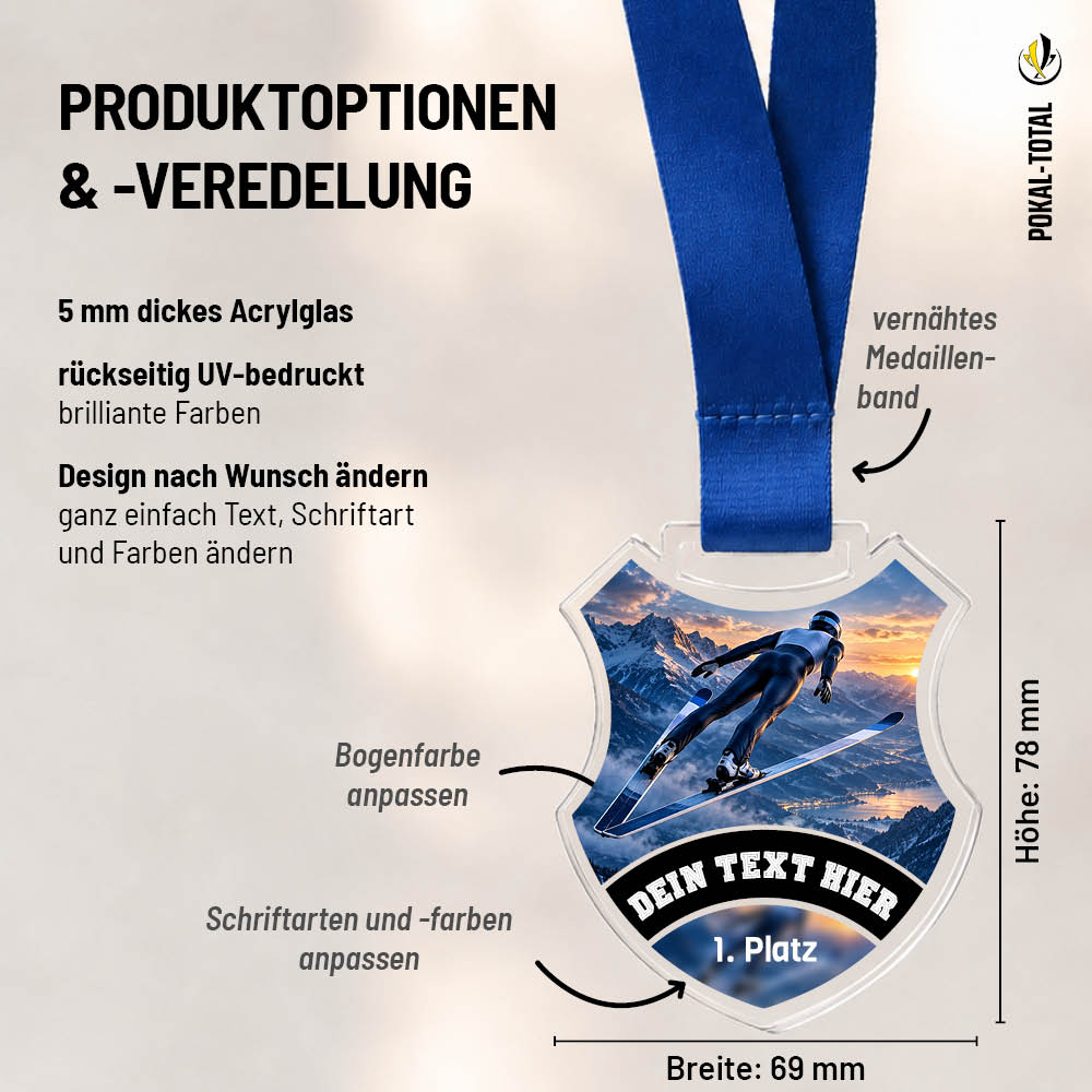 Maßübersicht der Signature Medaille Skispringen