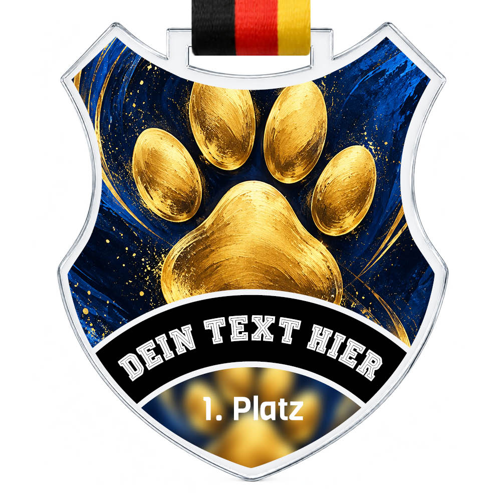 Wappen Medaille Goldene Hundepfoten – Produktansicht