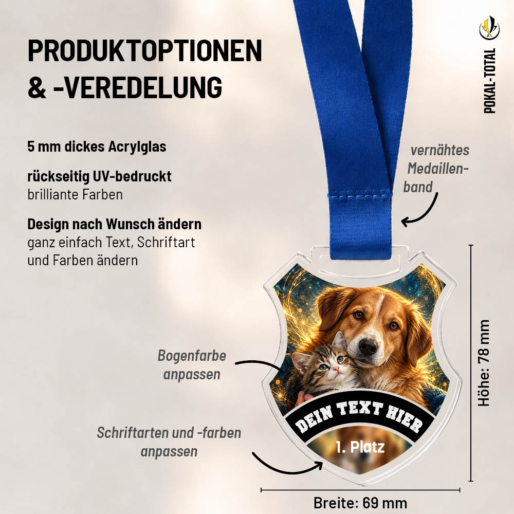Maßübersicht der Wappen Medaille Tierhelfer